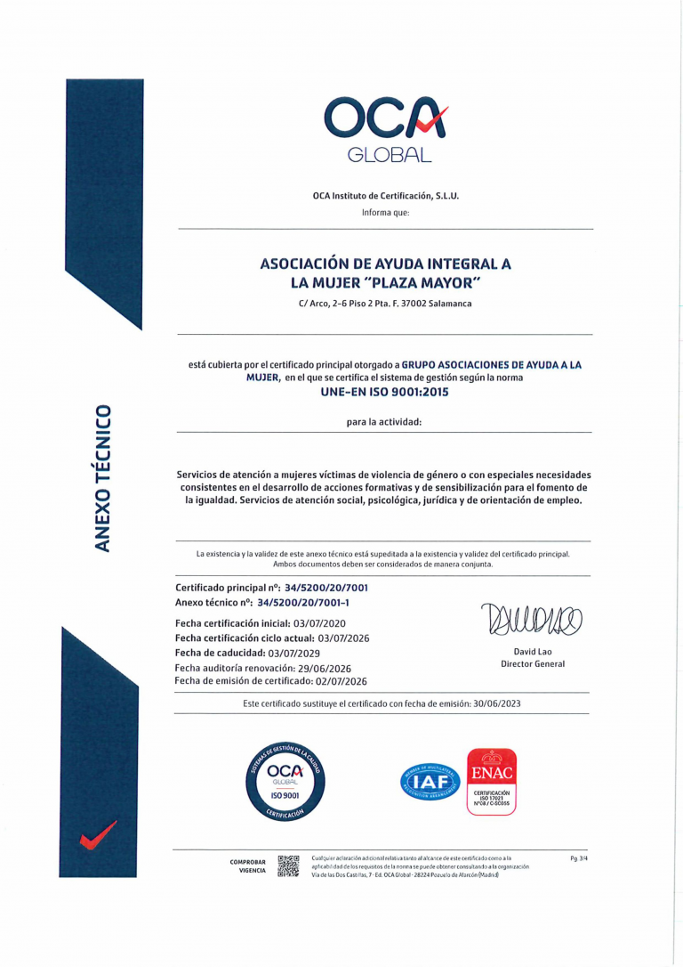 Certificado de Calidad ASOC. 2026